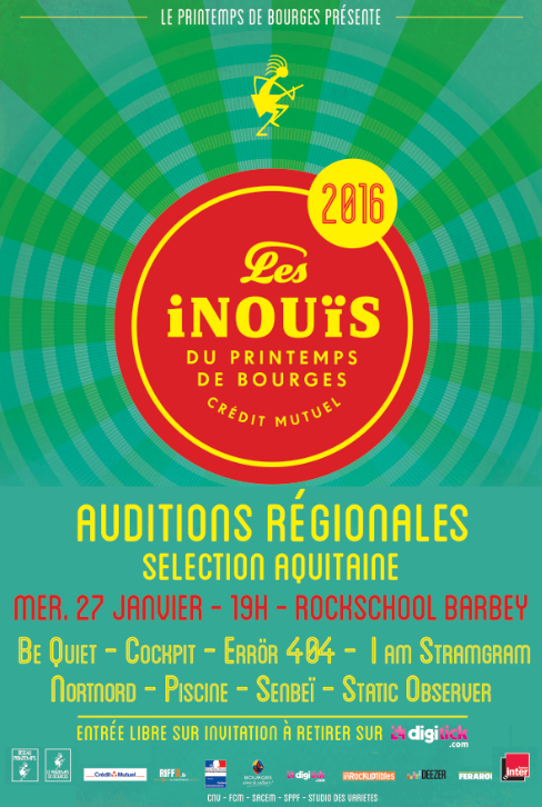 Auditions régionales des Inouis du Printemps de Bourges 2016 à la Rock School Barbey